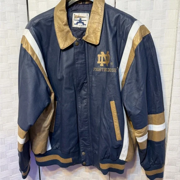 Notre Dame Fighting Irish Leather Jacket (XXL) / College Phase By Excelled - Picture 2 of 4